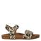Clic! leren sandalen met panterprint champagne/bruin