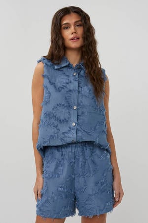 blouse met textuur blauw