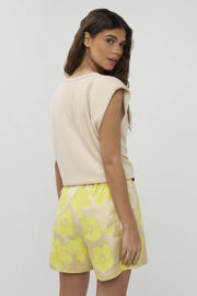 thumbnail: Studio AMAYA high waist gebloemde casual short met lurex geel