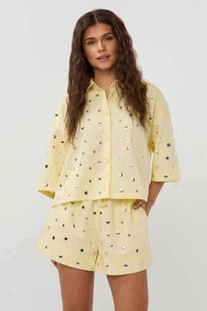 straight high waist casual short lichtgeel