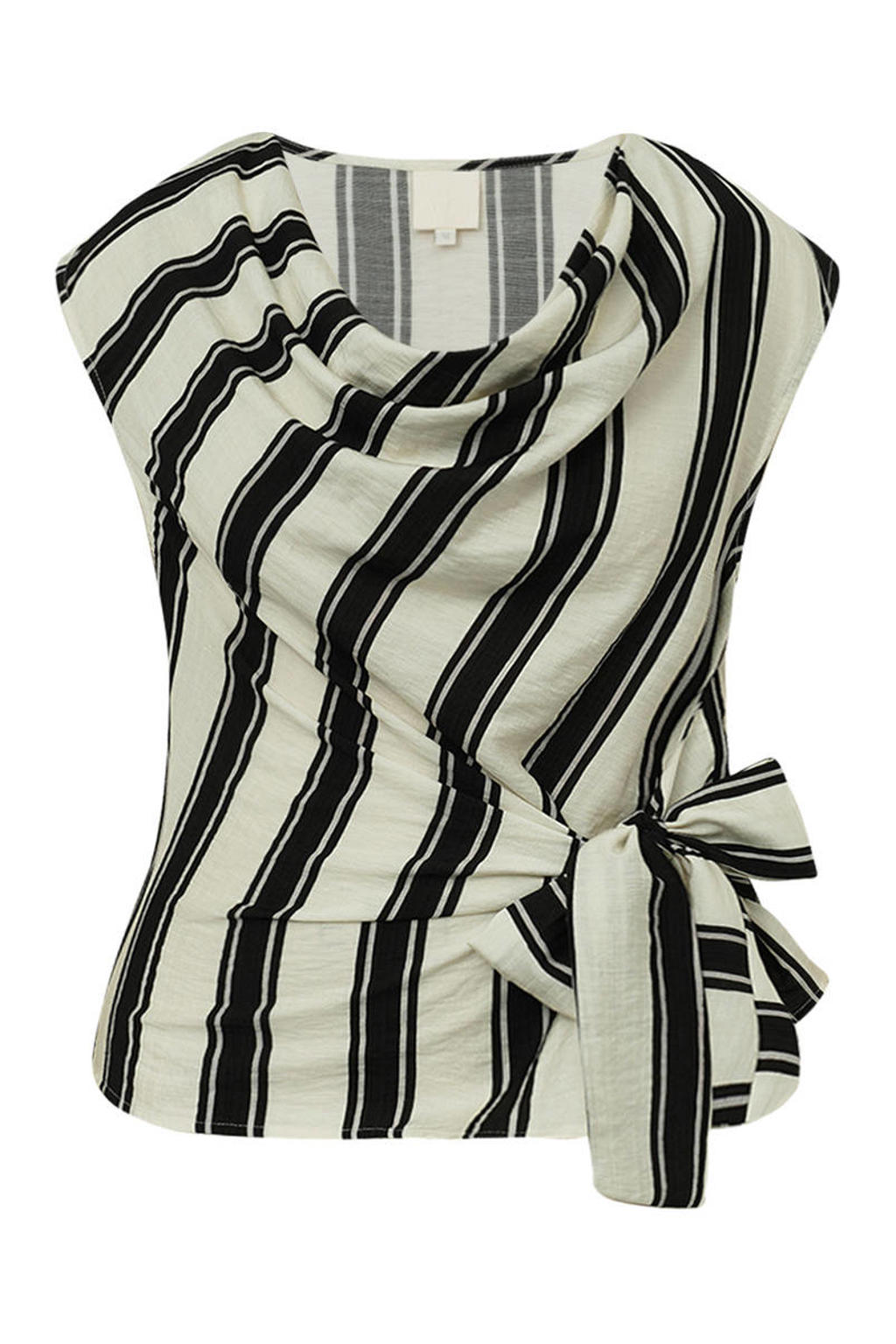 Ecru en zwarte dames Gossia gestreepte top van viscose