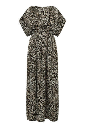 maxi jurk met panterprint bruin