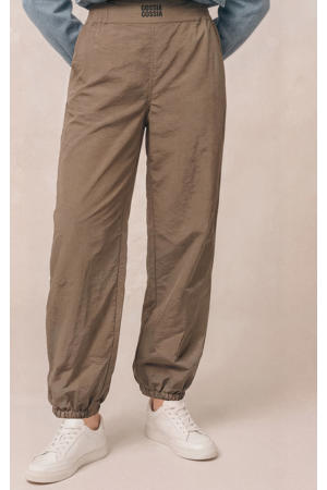 relaxed high waist casual broek bruin