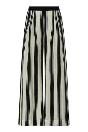 wide leg regular waist gestreepte broek ecru