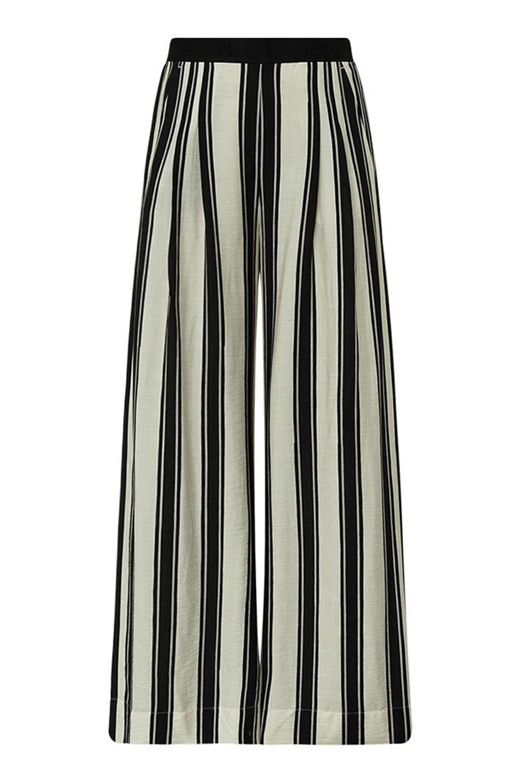 Ecru en zwarte dames Gossia wide leg regular waist gestreepte broek van viscose