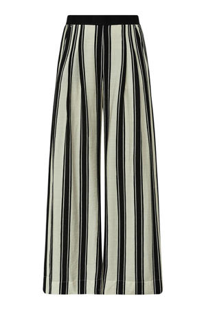 wide leg regular waist gestreepte broek ecru