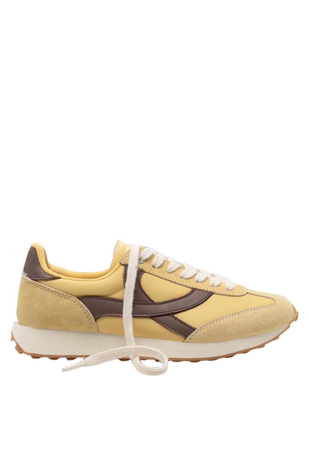 Lichtgele dames Boax Homerun leren sneakers met veters