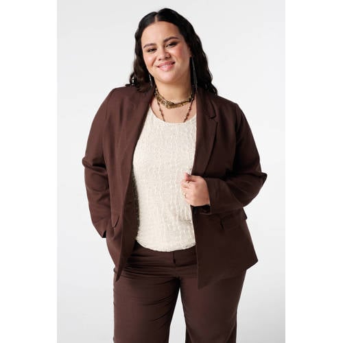 MS Mode regular blazer donkerbruin afbeelding
