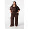 MS Mode T-shirt donkerbruin met glitter