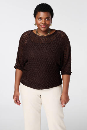 pullover donkerbruin met lurex