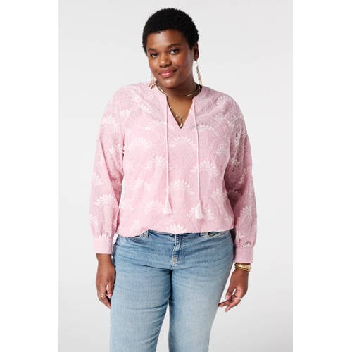 MS Mode gebloemde blousetop lichtroze afbeelding