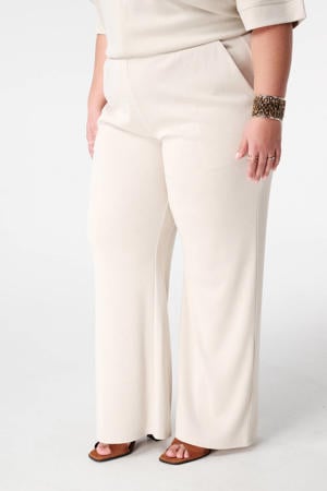 straight high waist casual broek ecru met glitter