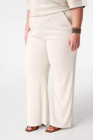 straight high waist casual broek ecru met glitter
