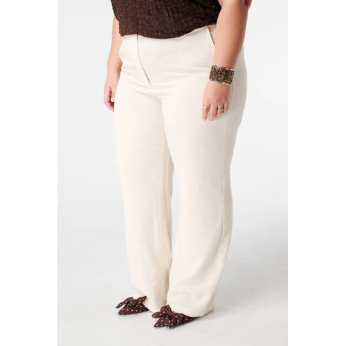 MS Mode regular high waist pantalon ecru afbeelding