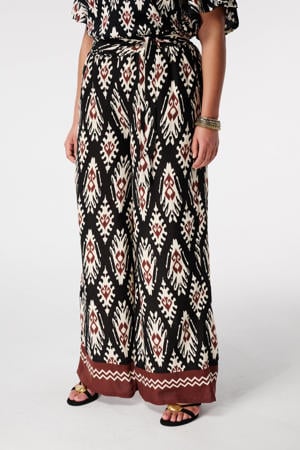 wide leg high waist casual broek multi