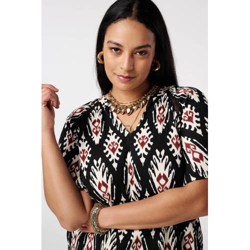 MS Mode gebloemde T-shirt met stippen multi afbeelding