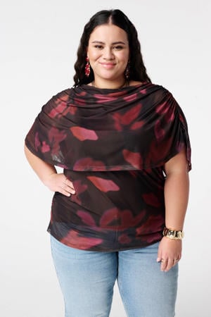 gebloemde top rood