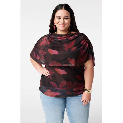 MS Mode gebloemde top rood afbeelding