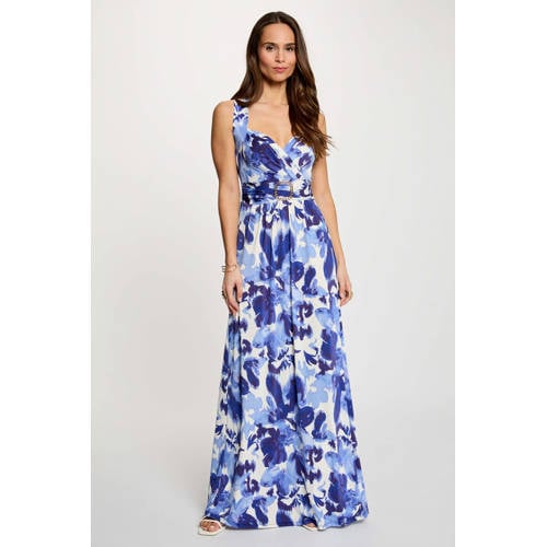 Morgan gebloemde maxi jurk blauw afbeelding