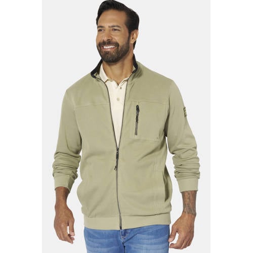 Jan Vanderstorm +FIT Collectie sweatvest Plus Size AAGANG lichtkaki afbeelding