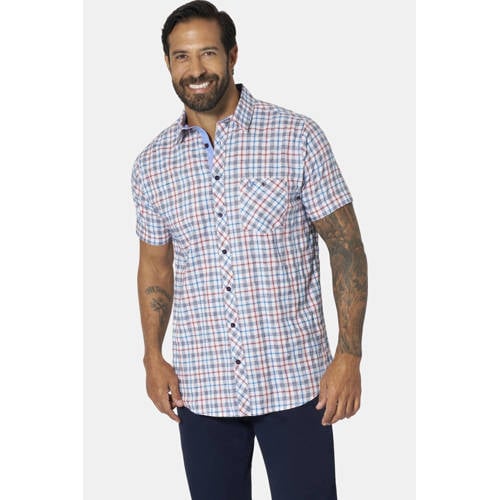 Jan Vanderstorm +FIT Collectie regular geruit casual overhemd Plus Size blauw afbeelding