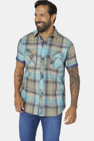 +FIT Collectie regular geruit casual overhemd Plus Size turquoise