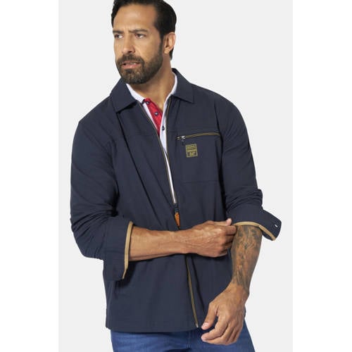 Jan Vanderstorm +FIT Collectie regular casual overhemd Plus Size donkerblauw afbeelding