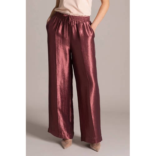 Yest wide leg regular waist broek roodbruin afbeelding