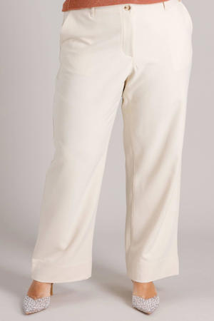 wide leg regular waist broek ecru