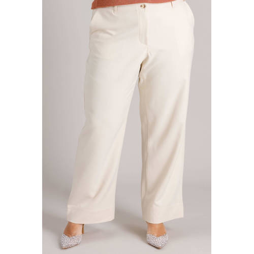 Yest Curve wide leg regular waist broek ecru afbeelding