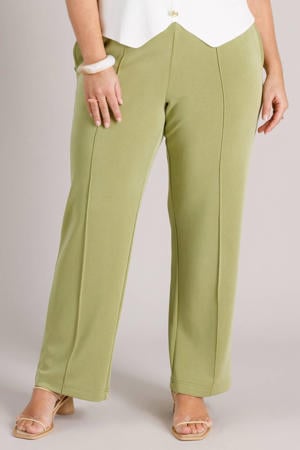 slim regular waist broek groen