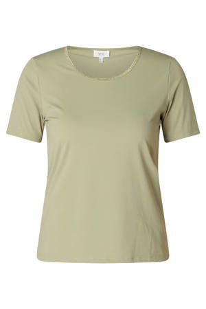 travelstof top lichtgroen met lurex