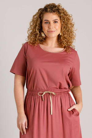 travelstof top oudroze met lurex