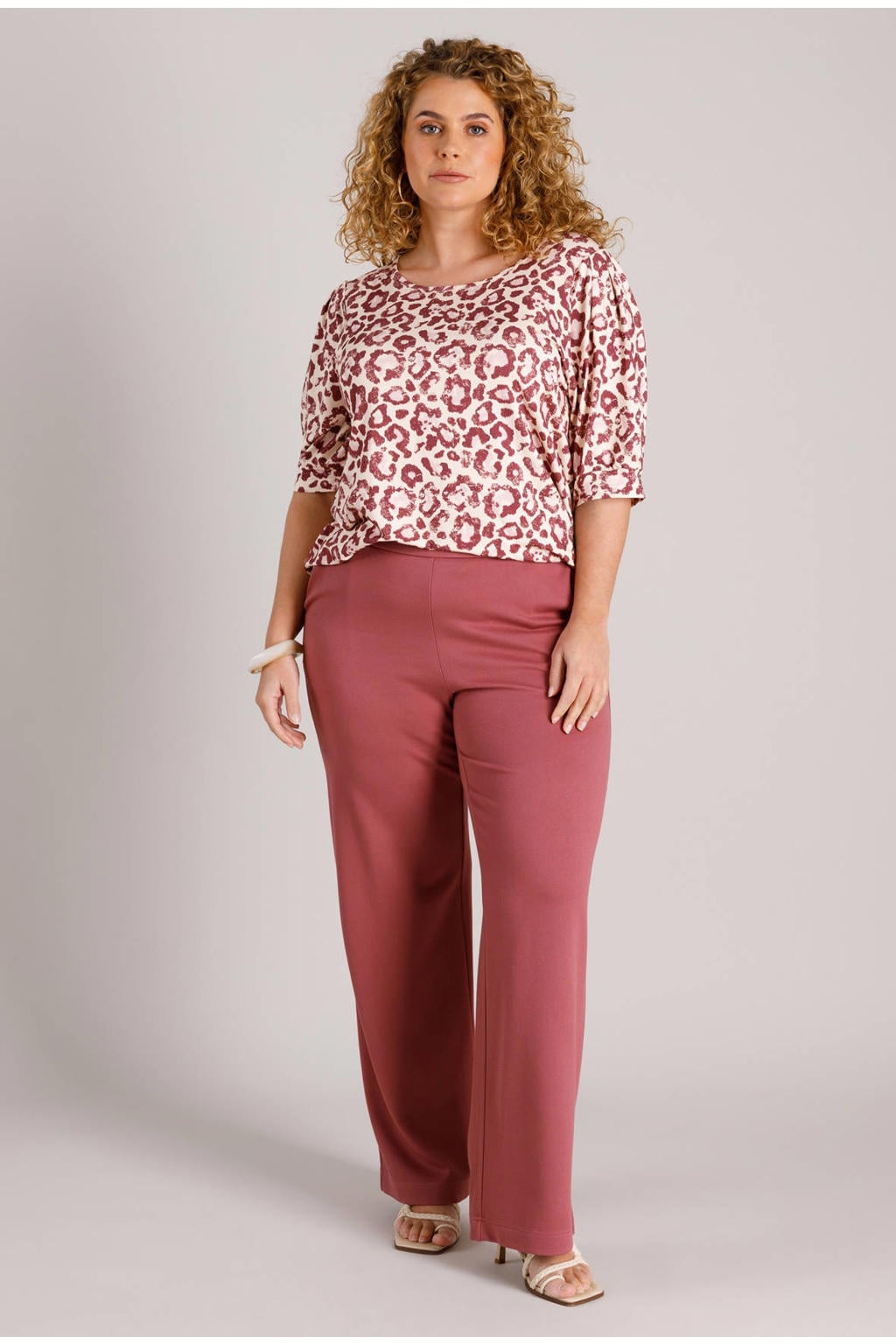 Yest Curve regular fit broek Plus Size - koraalrood