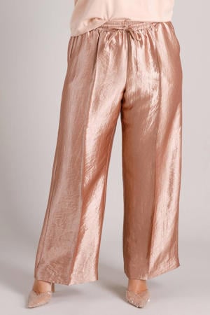 wide leg regular waist broek rosé