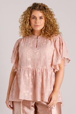 gebloemde blousetop lichtroze