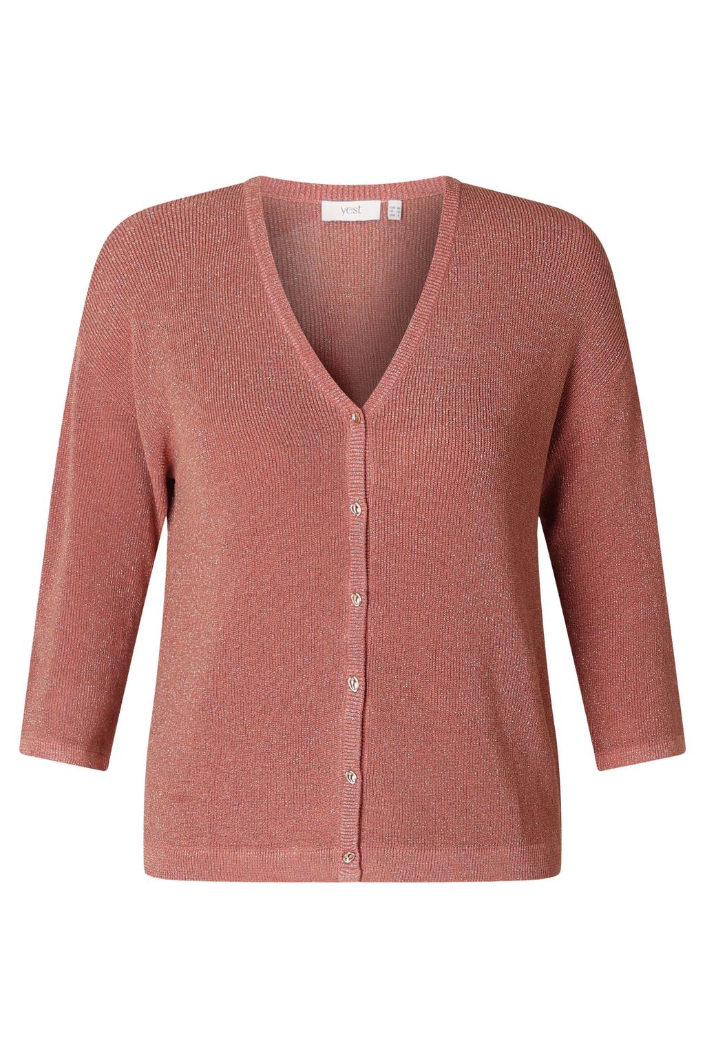 Yest Curve gebreid vest terra met lurex