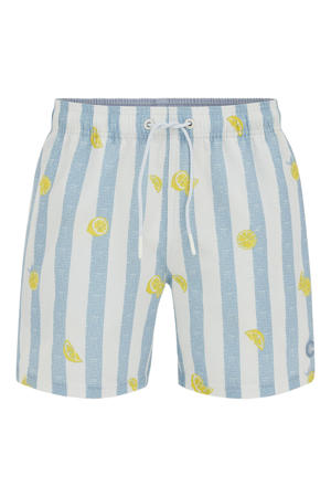 gestreepte zwemshort lichtblauw/wit