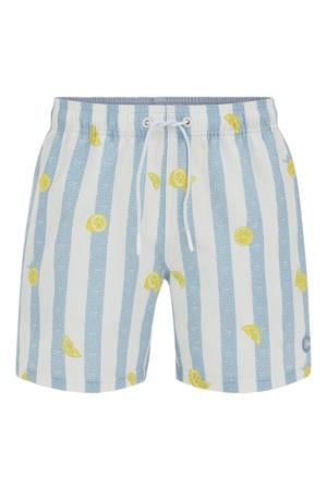 gestreepte zwemshort lichtblauw/wit