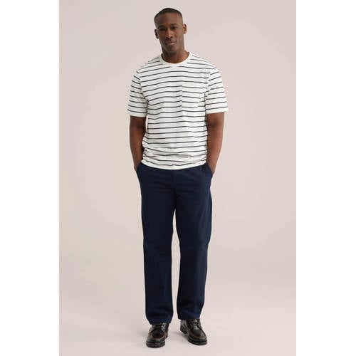 WE Fashion relaxed gestreepte T-shirt met linnen wit afbeelding