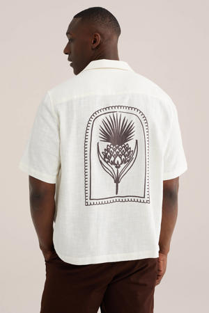 relaxed casual overhemd met backprint ecru