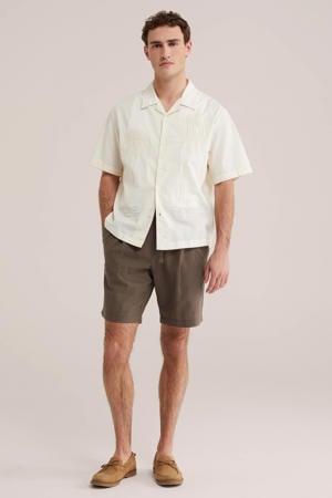 relaxed fit overhemd met borduursels - ecru