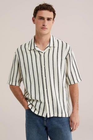 relaxed gestreept casual overhemd ecru