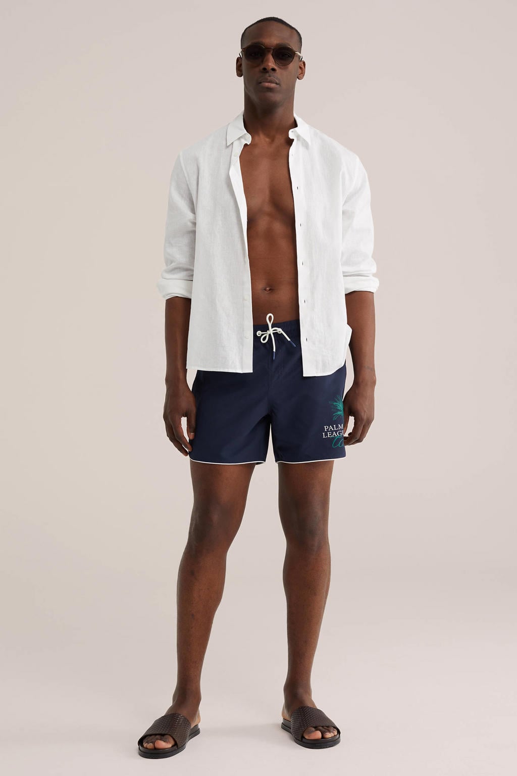 WE Fashion zwemshort met print donkerblauw
