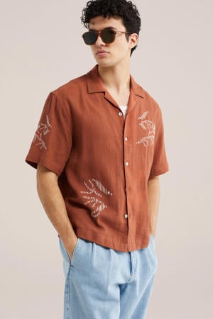 relaxed fit overhemd met borduursels - toffee