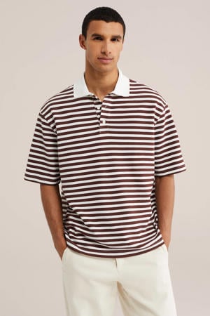 relaxed fit gestreepte polo - donkerrood