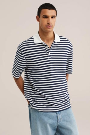 relaxed fit gestreepte polo - donkerblauw