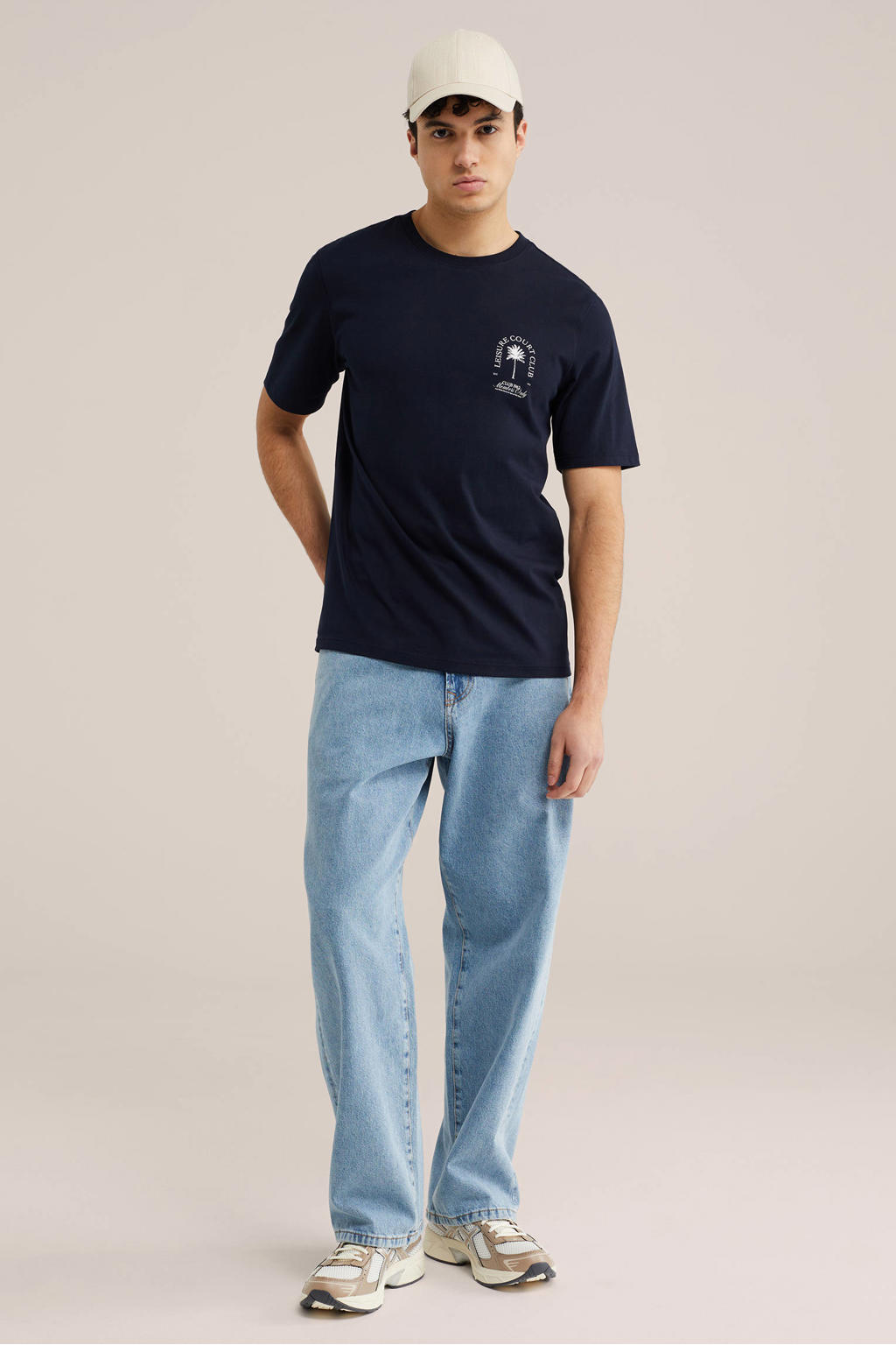WE Fashion regular T-shirt donkerblauw