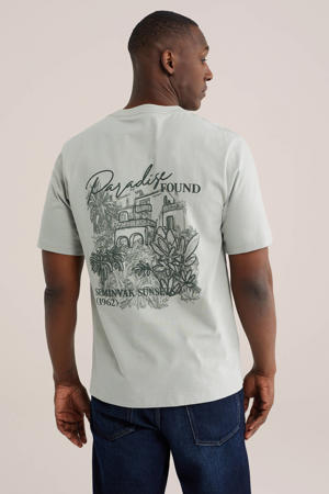 relaxed T-shirt met backprint lichtgroen