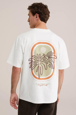 oversized T-shirt met backprint ecru